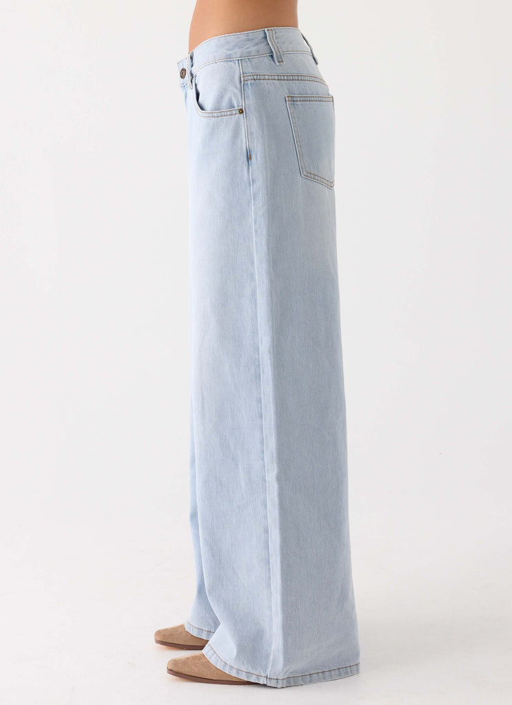 Neo Low Rise Wide Leg Jeans - Light Blue Wash
