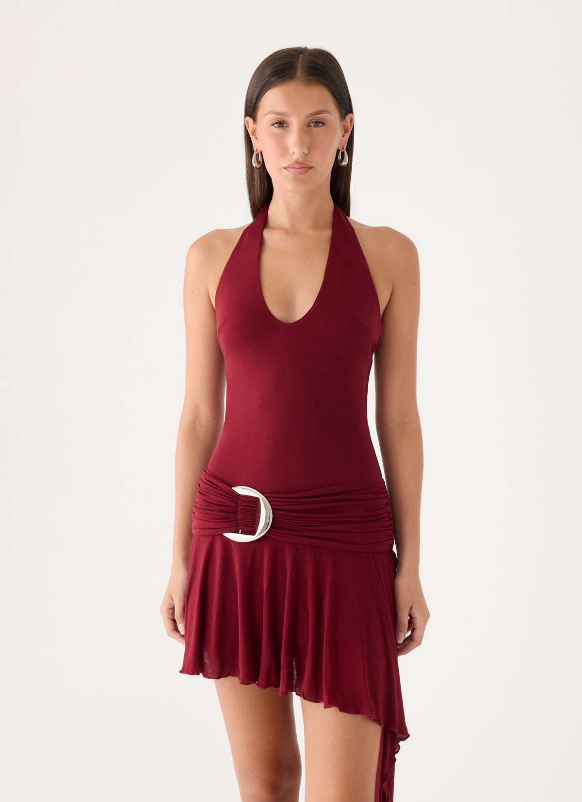 Nilima Halter Mini Dress - Maroon