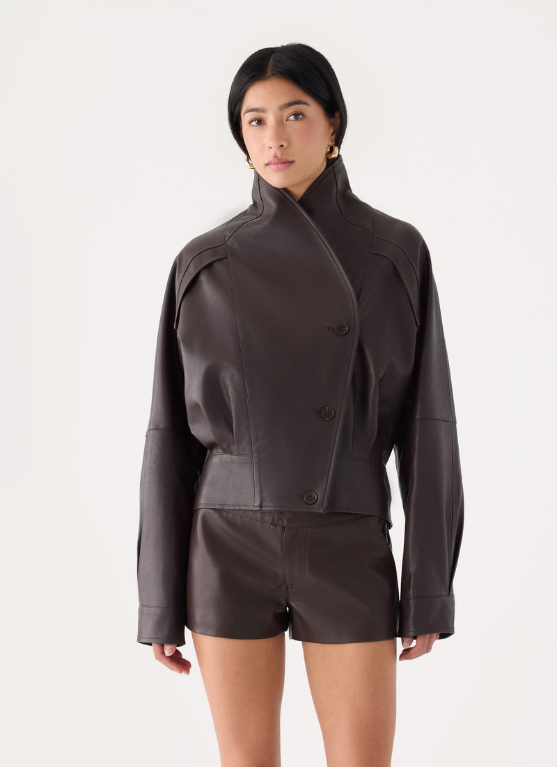 Nirado PU Mini Shorts - Chocolate
