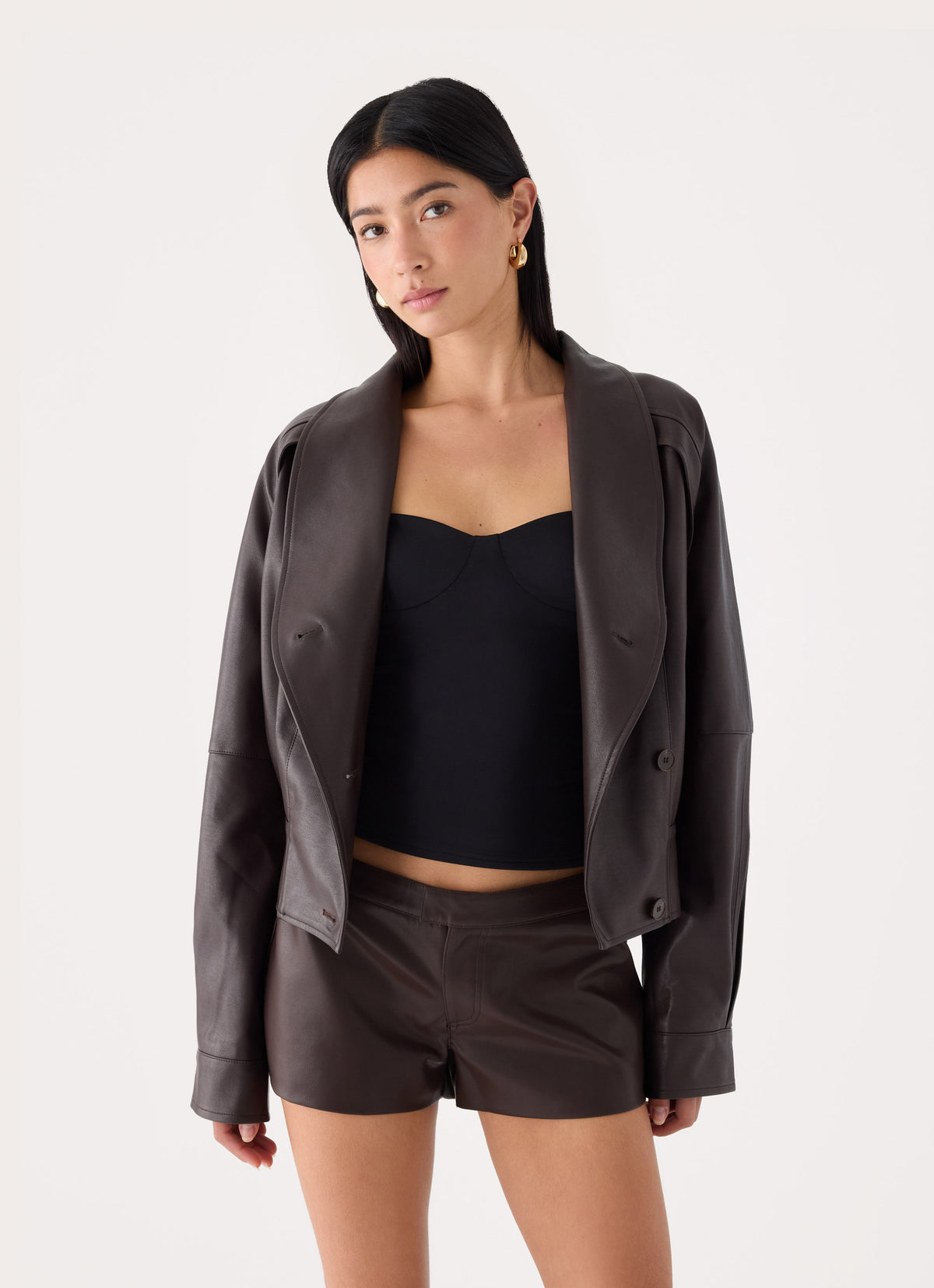 Nirado PU Mini Shorts - Chocolate