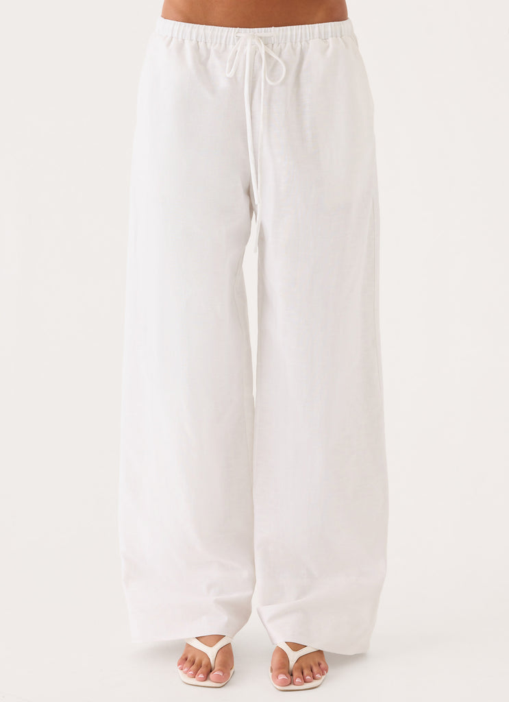 Norene Linen Wide Leg Pant - White