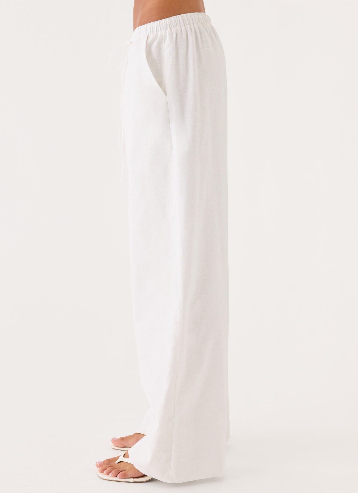 Norene Linen Wide Leg Pant - White