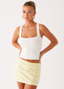 Nostalgic Nights Sequin Top - Lemon Spritz