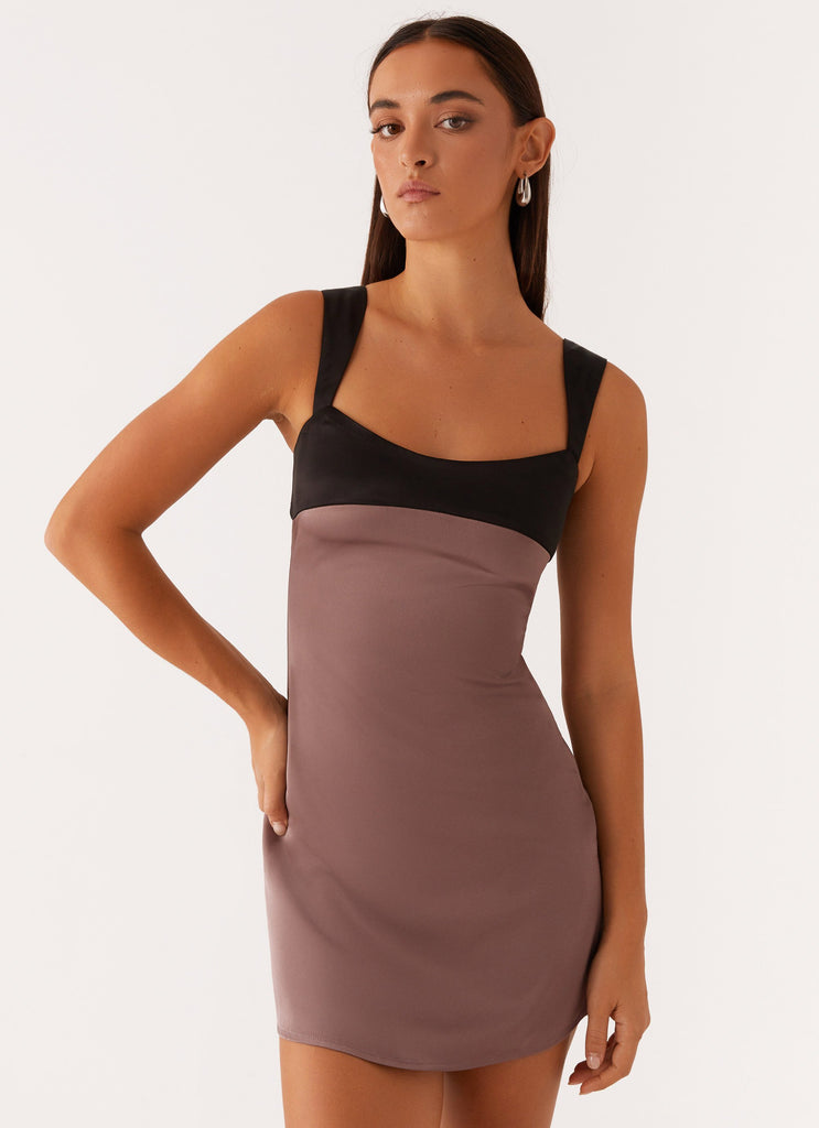 Odette Satin Mini Dress - Steel Me Away