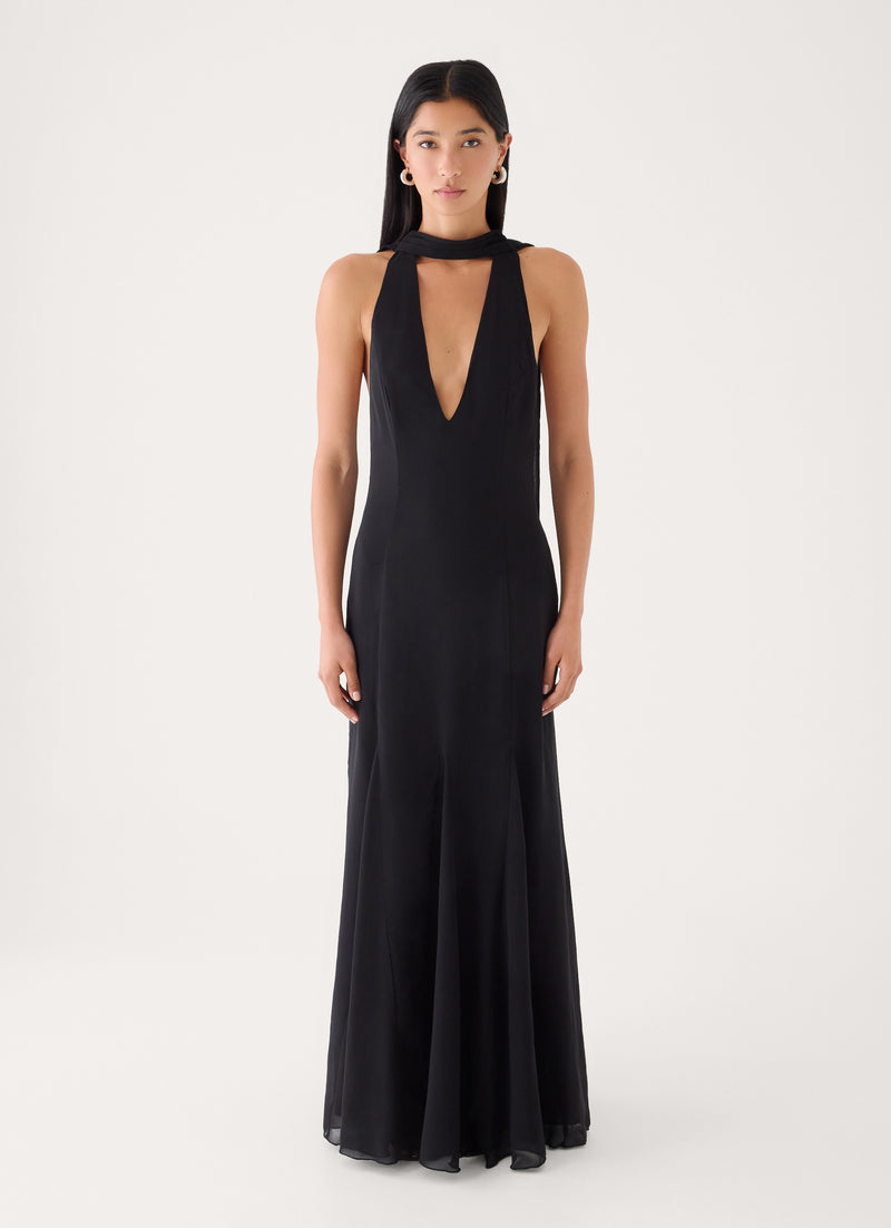 Off Script Scarf Maxi Dress - Black