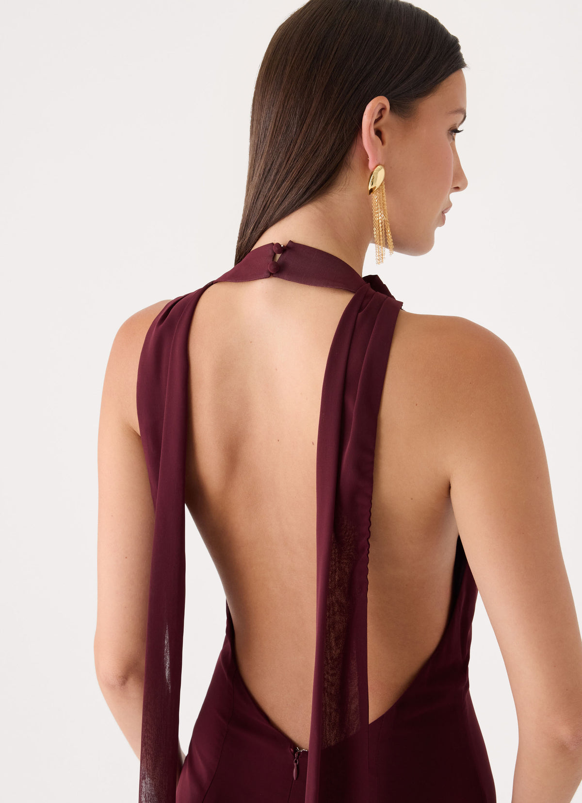 Off Script Scarf Maxi Dress - Burgundy