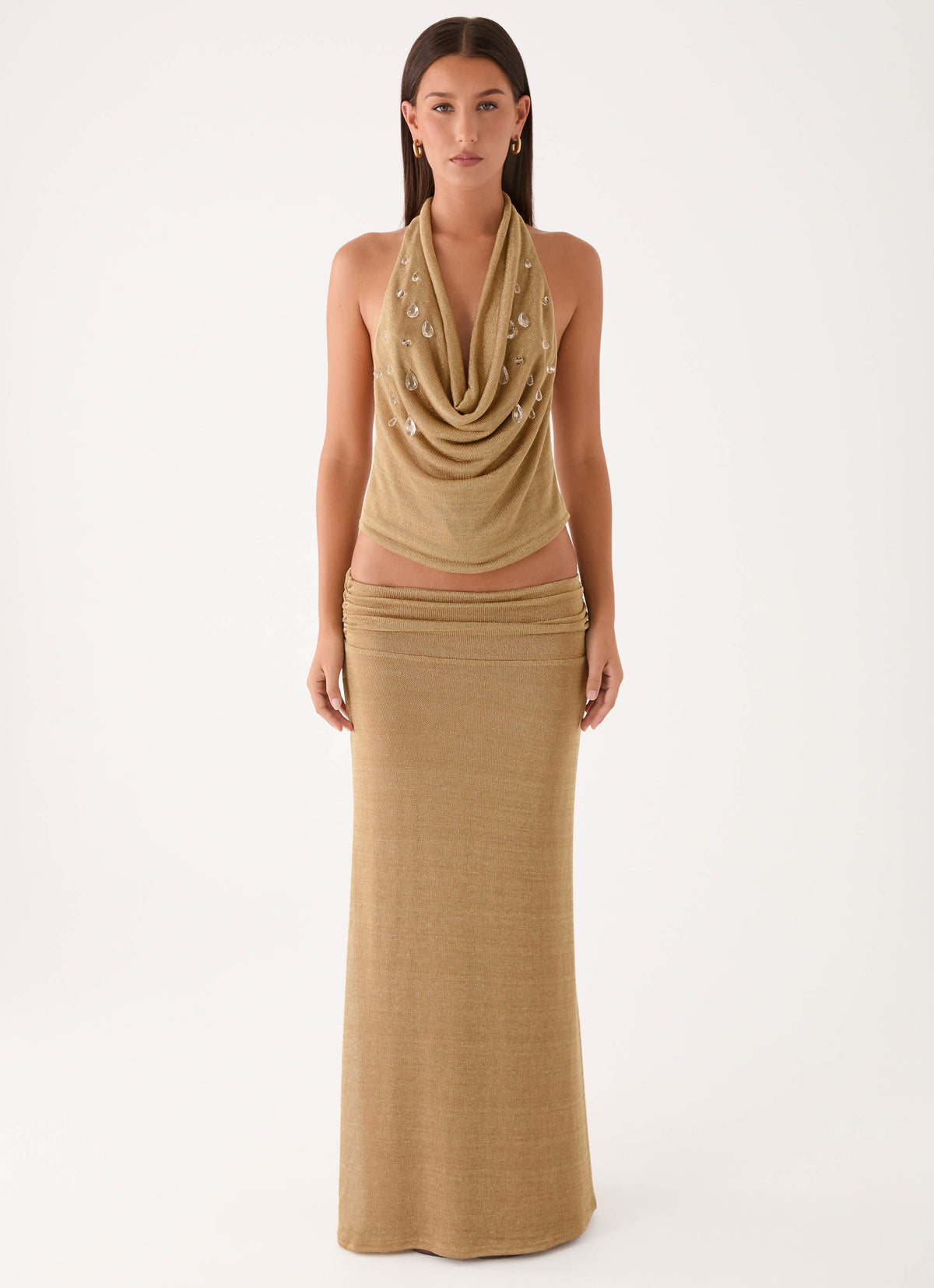 Olyssia Shimmer Embellished Top - Shimmer Gold