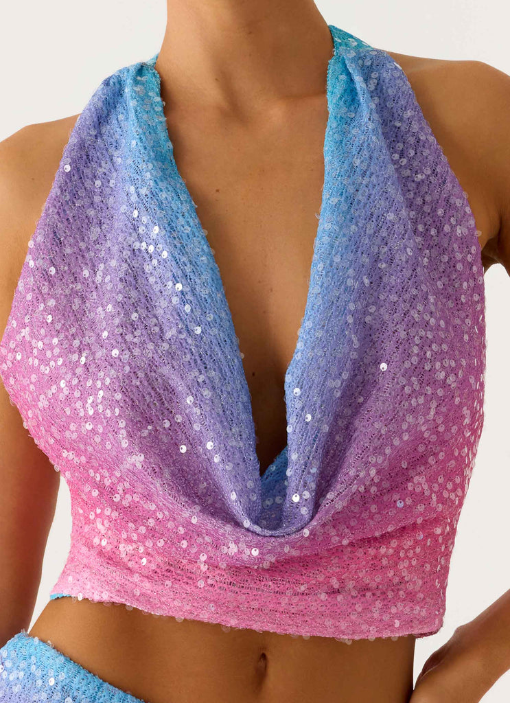 One More Time Sequin Knit Top - Disco Ombre