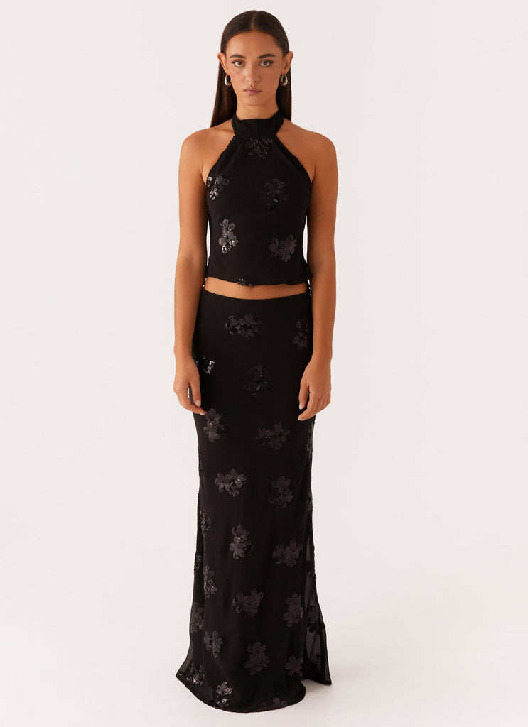 Only Girl Sequin Maxi Skirt - Black