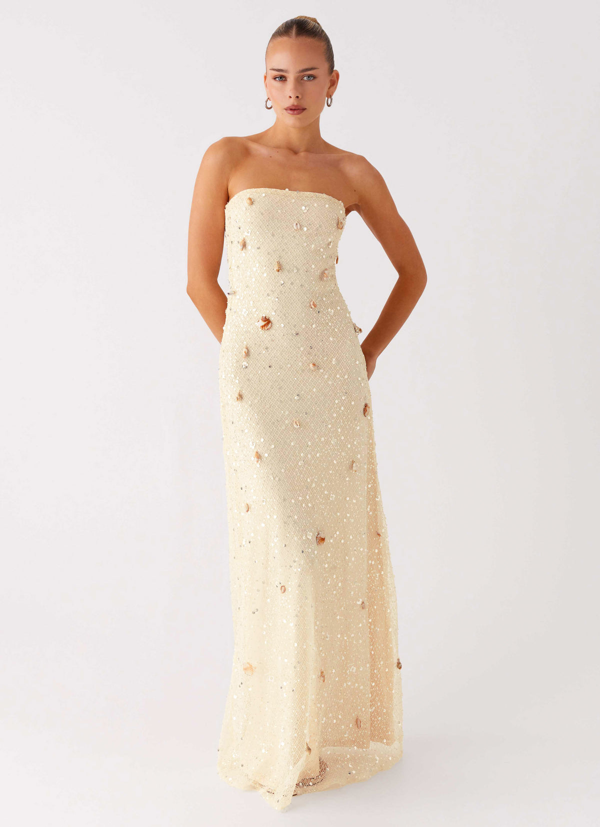 Orelli Shell Sequin Knit Maxi Dress - Ivory