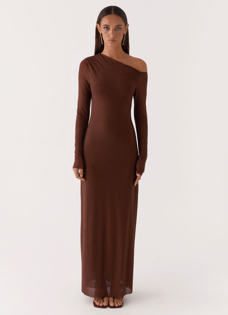 Oriana Sequin Maxi Dress - Chocolate