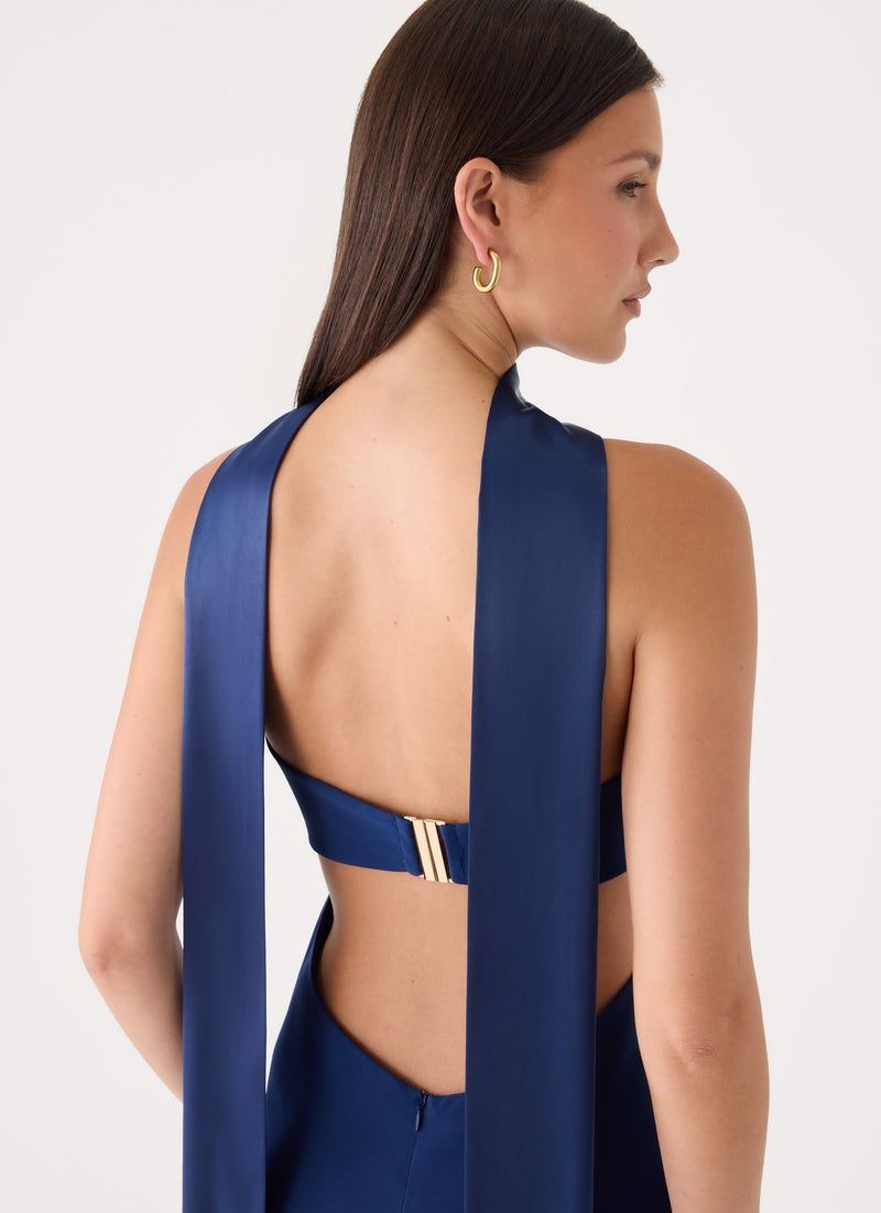 Out All Night Scarf Maxi Dress - Navy