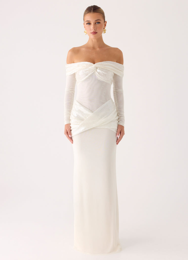 Over To You Sequin Maxi Dress - White