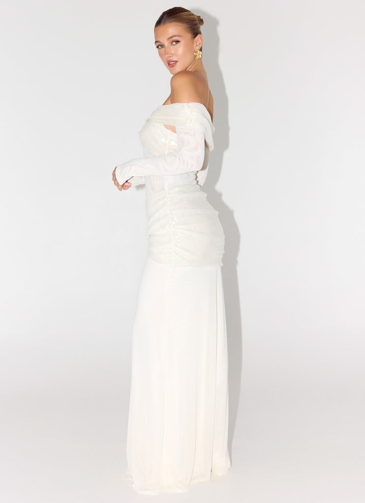 Over To You Sequin Maxi Dress - White