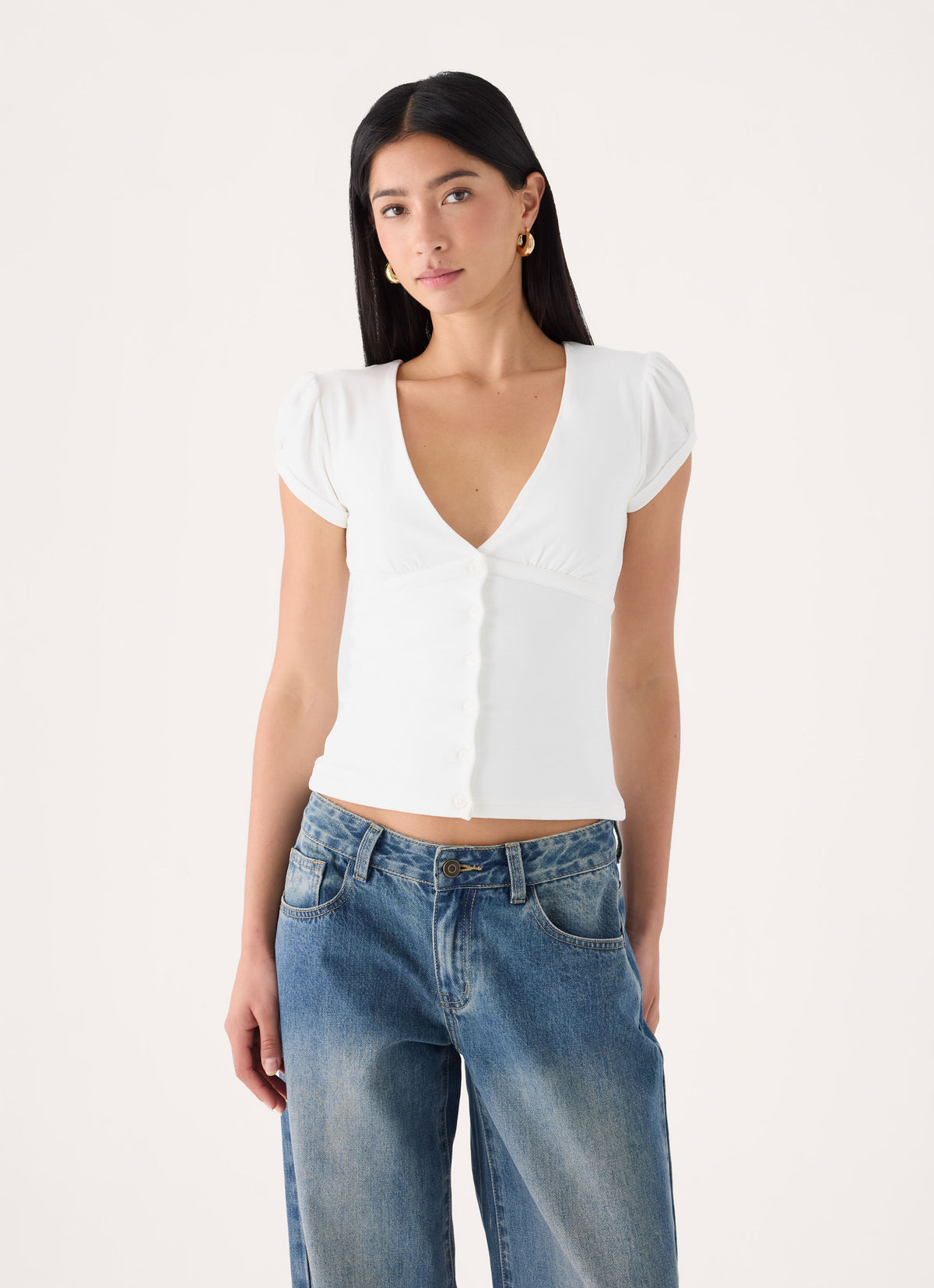 Panasi Button Up Top - White
