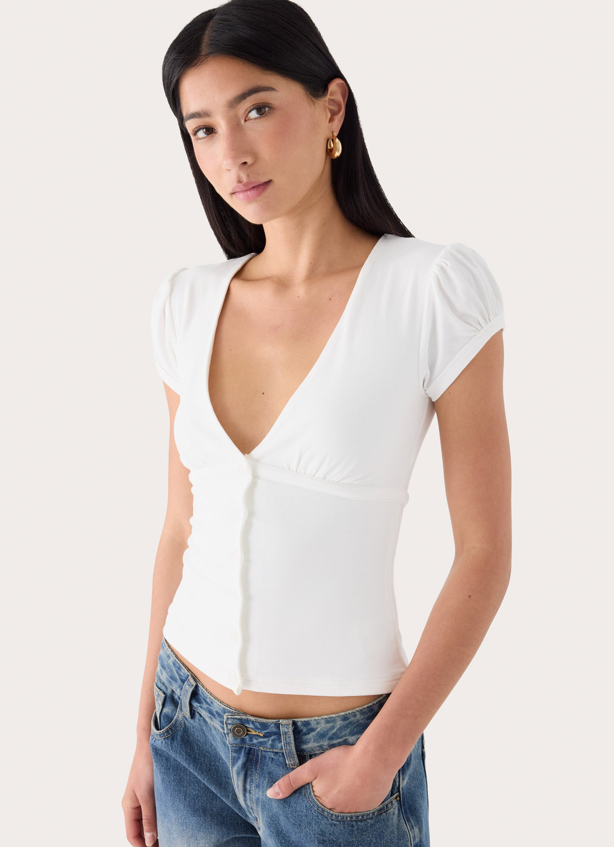 Panasi Button Up Top - White