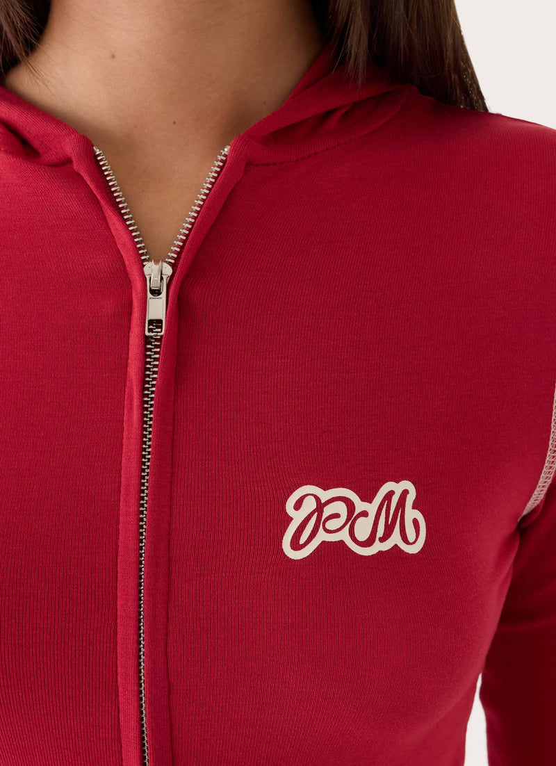 Paris Zip Up Hoodie - Red