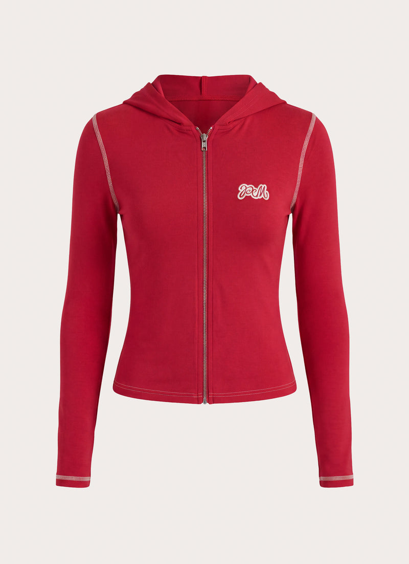 Paris Zip Up Hoodie - Red