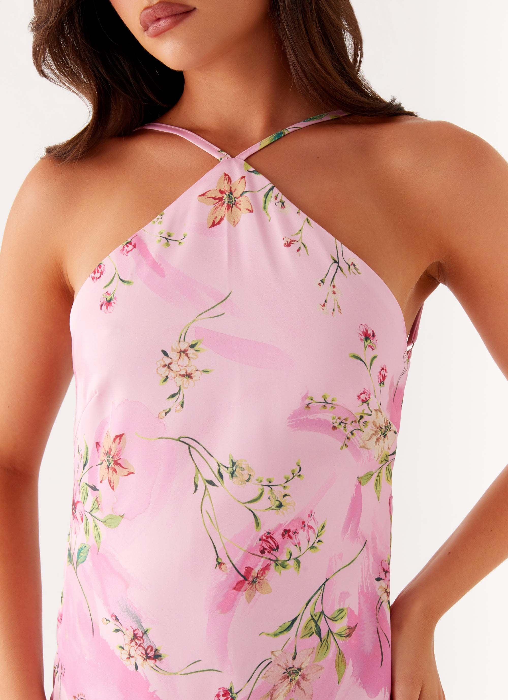 Pascal Maxi Dress - Pink Floral Print β Peppermayo