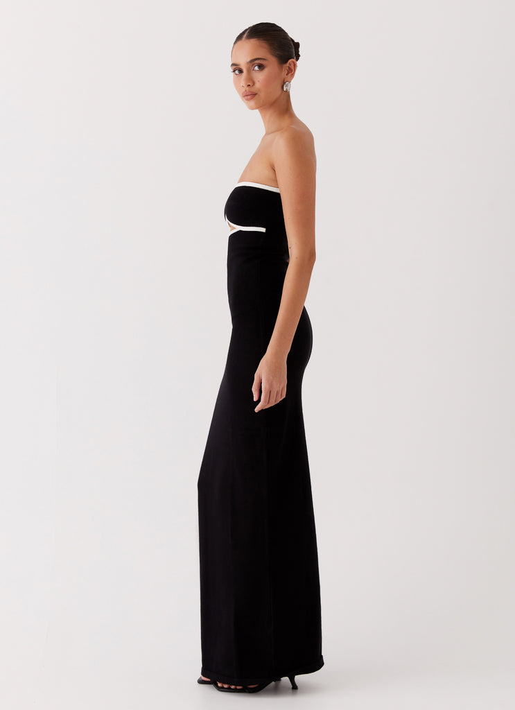 Womens When In Rome Knit Maxi Dress in the colour Black in front of a light grey background