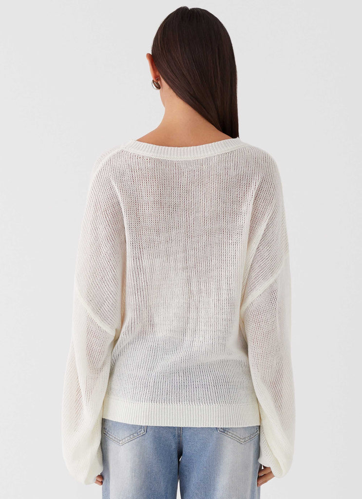 Tyla Oversized Knit Sweater - White