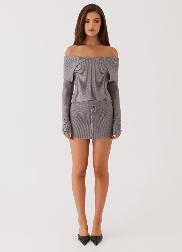 Maura Low Rise Mini Skirt - Charcoal