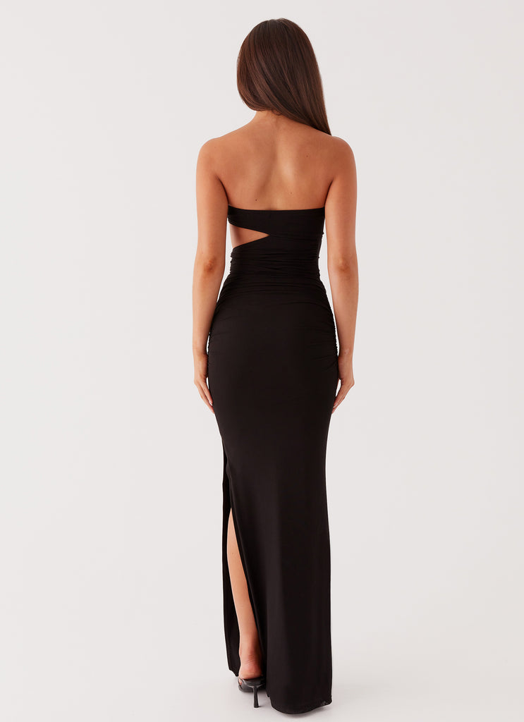 Womens Into Pieces Mesh Maxi Dress in the colour Black in front of a light grey background