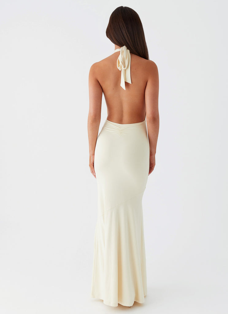 Womens Eliza Rose Maxi Dress in the colour Yellow in front of a light grey background