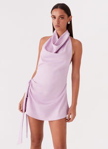 Womens Something About You Mini Dress in the colour Lilac in front of a light grey background