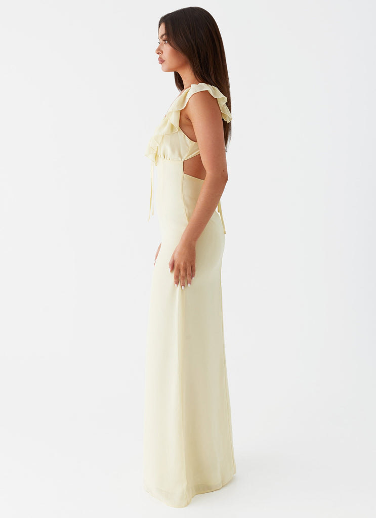 Womens Silvie Maxi Dress in the colour Yellow in front of a light grey background