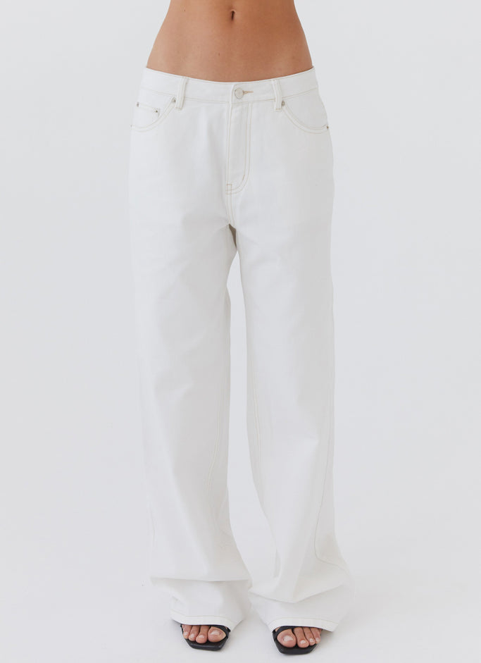 Keanna Low Rise Denim Jeans - Ivory
