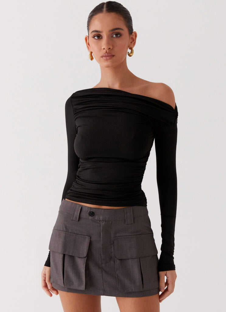 Womens Bad Blood Cargo Mini Skirt in the colour Army in front of a light grey background