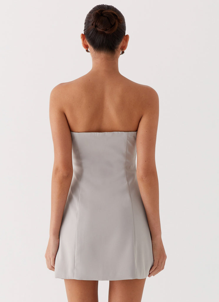 Womens Ayanna Strapless Mini Dress in the colour Grey in front of a light grey background