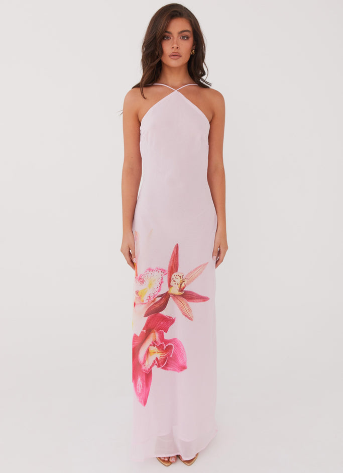 Blossom Hearts Maxi Dress - Pink Peony