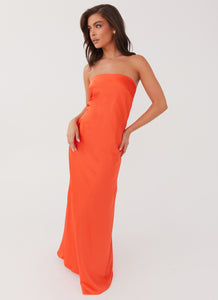 Womens Chantelle Strapless Maxi Dress in the colour Sunset in front of a light grey background