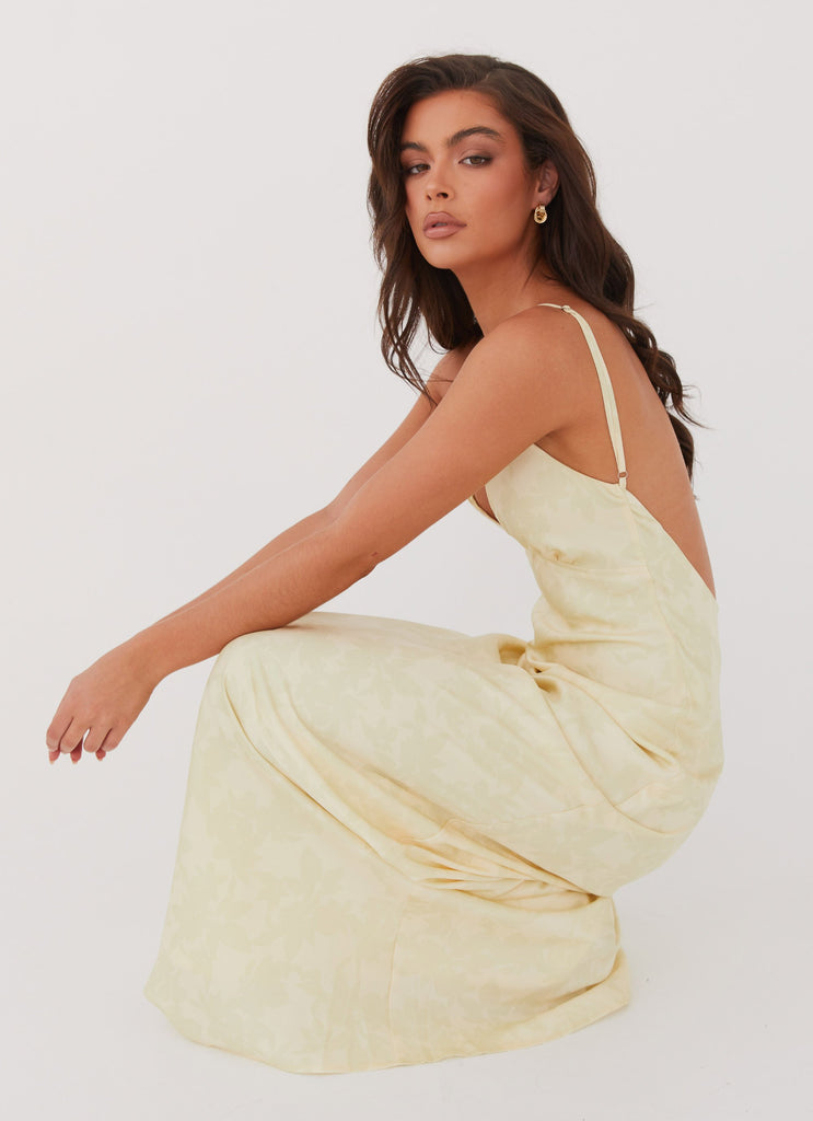 Womens Sorrento Sun Maxi Dress in the colour Yellow Floral in front of a light grey background