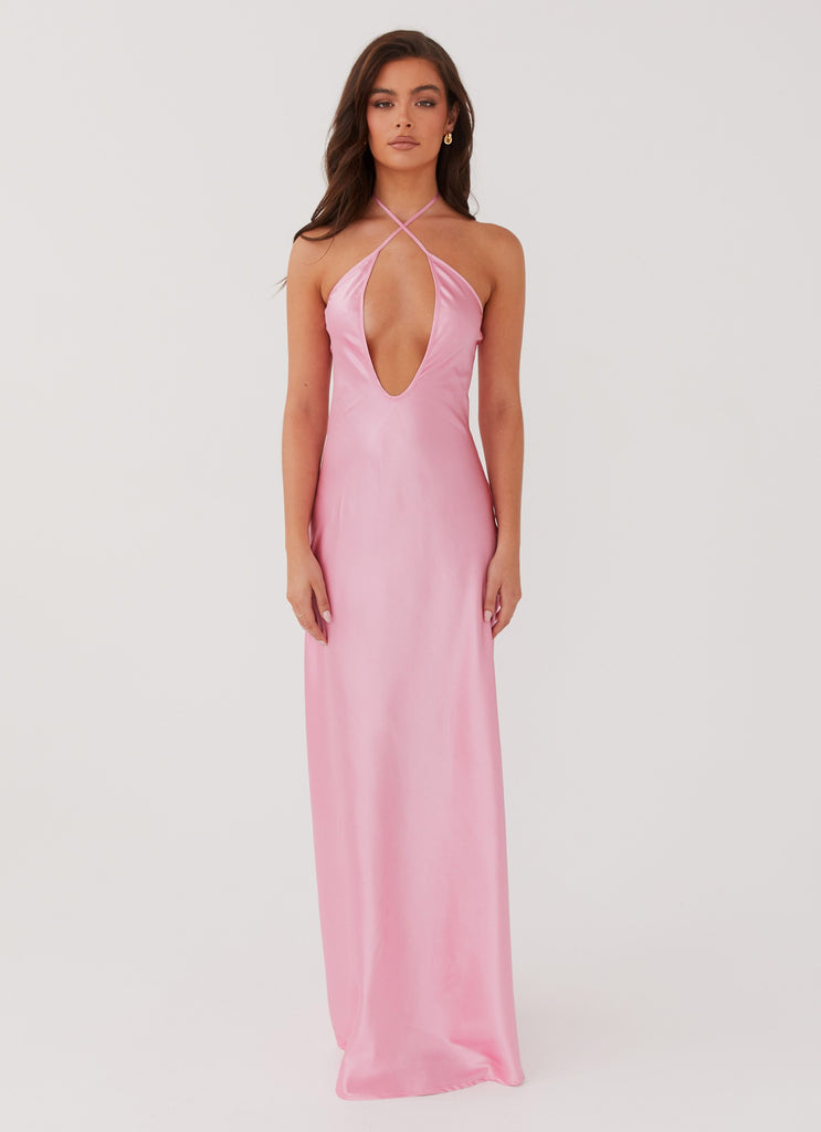 Womens Noir Symphony Maxi Dress in the colour Pink in front of a light grey background