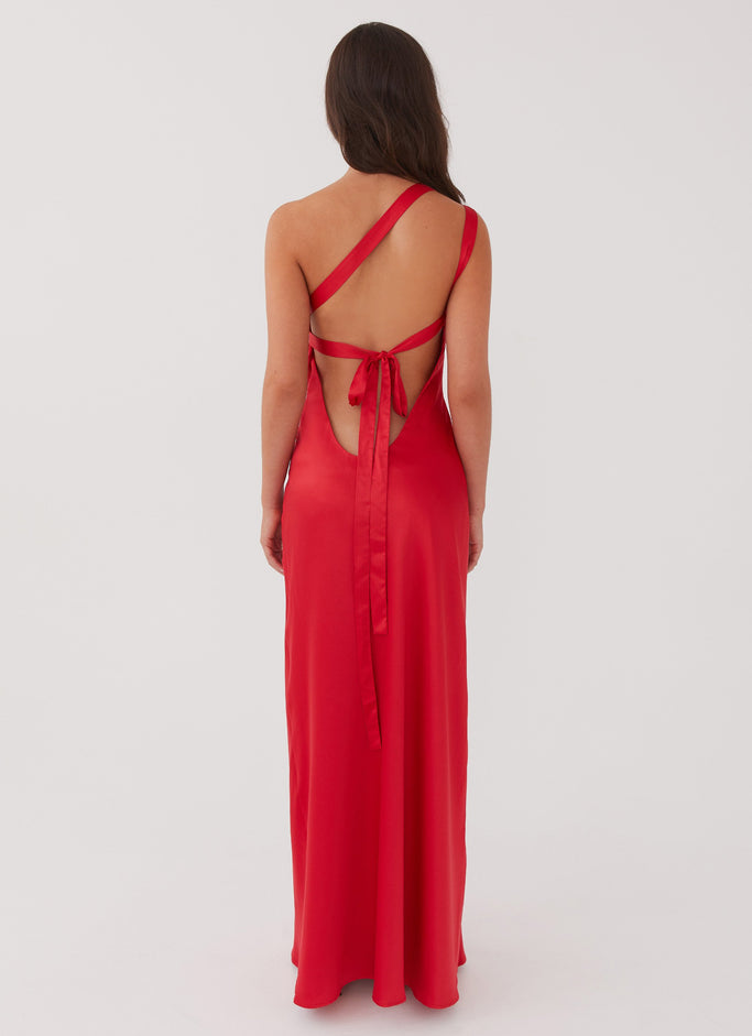 Delancy One Shoulder Maxi Dress - Rouge Red