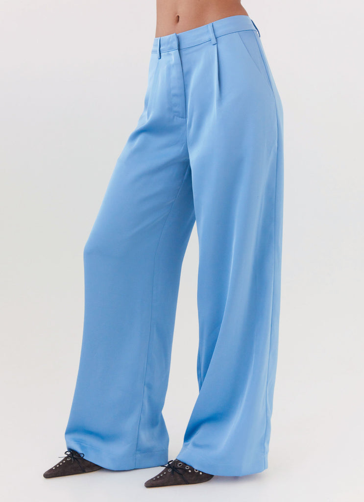 Brinkley Satin Pants - Blue