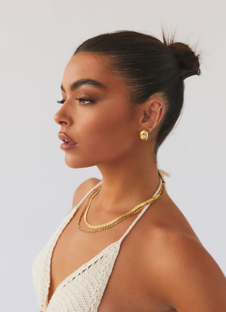 Take A Bow Chunky Stud Earrings - Gold