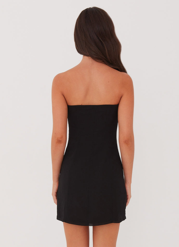 Womens Mckay Mini Dress in the colour Black in front of a light grey background