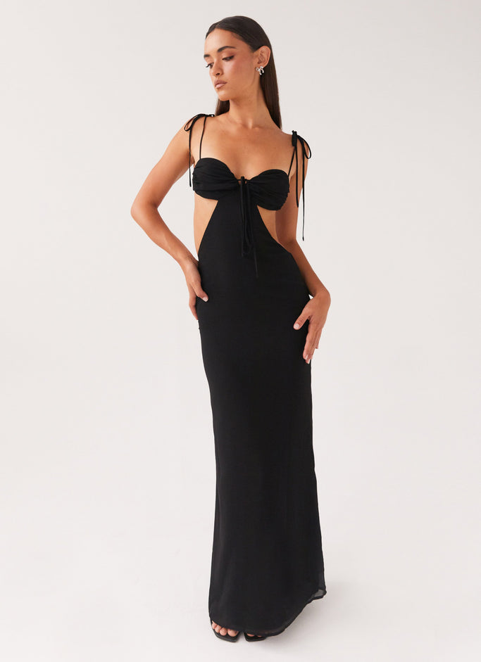Tyra Ruched Maxi Dress - Black