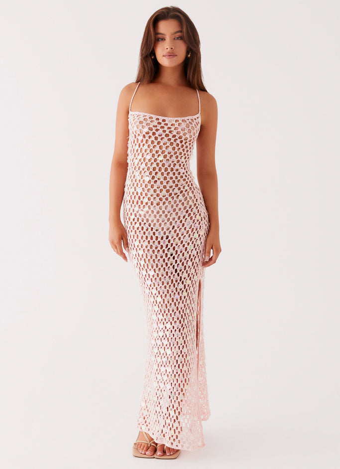 Calabria Crochet Maxi Dress - Pink