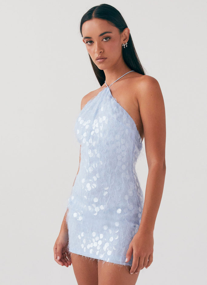 Glitz And Glamour Halterneck Mini Dress - Lavender Mist