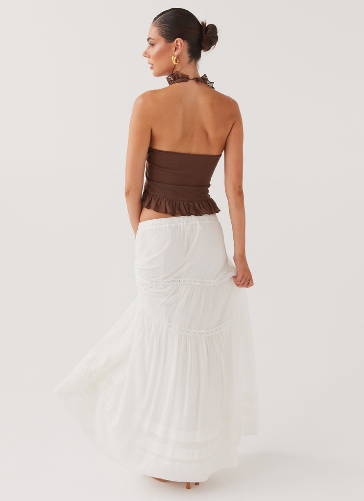 Moonstone Tiered Maxi Skirt - White