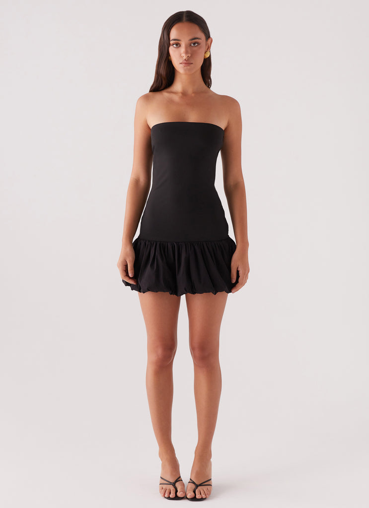 Womens Lovin On Me Mini Dress in the colour Black in front of a light grey background