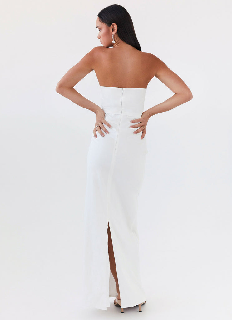 Womens Danielle Strapless Maxi Dress in the colour White in front of a light grey background