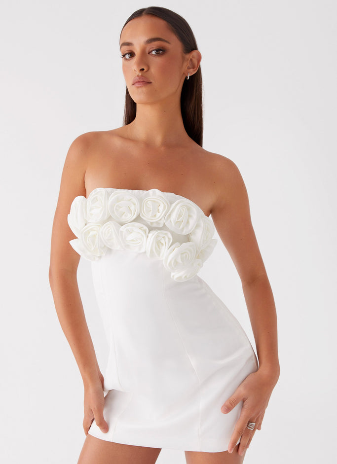 Bouquet Dream Mini Dress - White