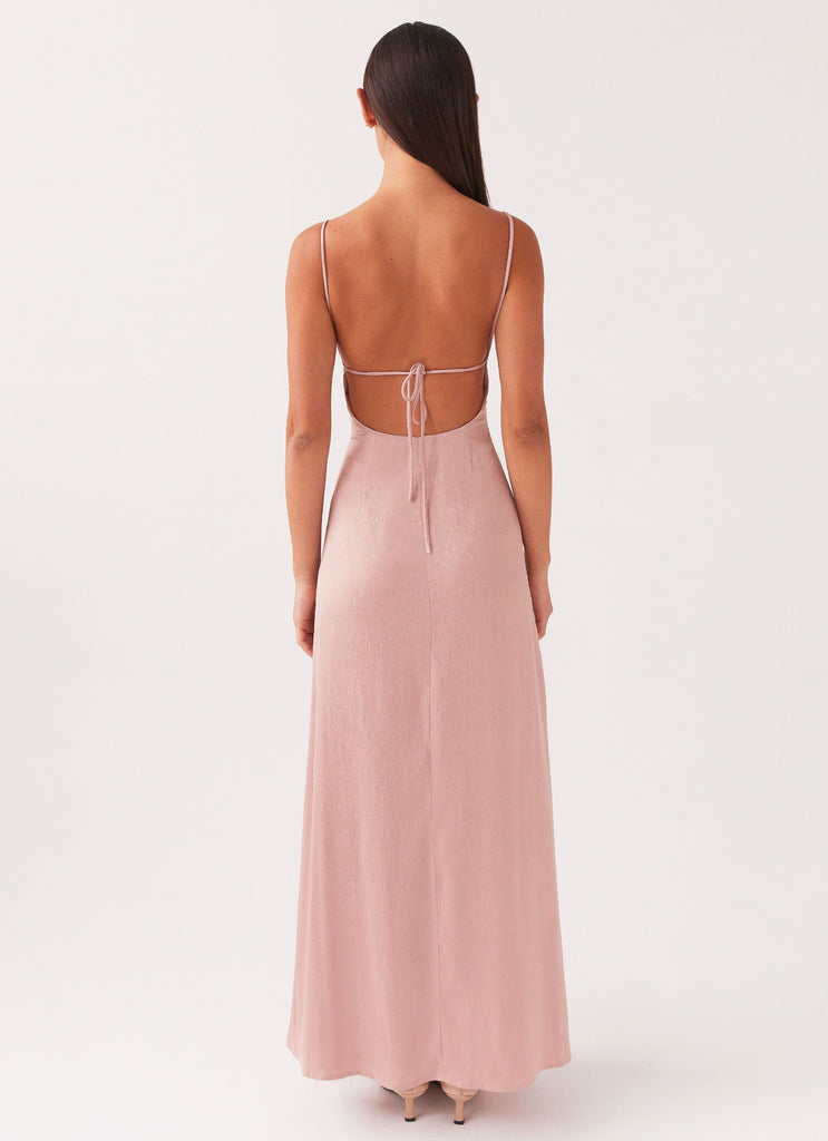 Womens Ella Bustier Maxi Dress in the colour Mauve in front of a light grey background