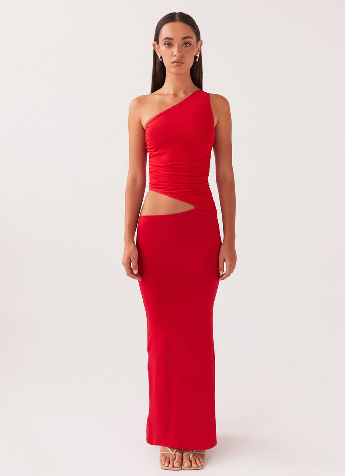 Seranella One Shoulder Maxi Dress - Cherry Red